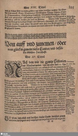 Von auff und zunemen/ oder vom glück in gemein dieses Landes/ und desselben löblichen Herrschaft.