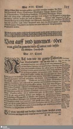 Von auff und zunemen/ oder vom glück in gemein dieses Landes/ und desselben löblichen Herrschaft.