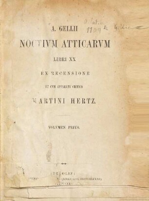 A. Gellii noctium Atticarum libri XX, 1