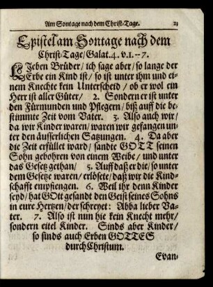 Epistel am Sontage nach dem Christ-Tage/ ...