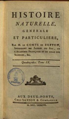 Histoire naturelle, générale et particulière, [2,]9. Quadrupèdes