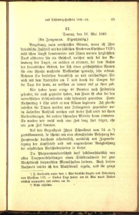 17. Taarup, den 16. Mai 1849. (An Jungmann. Eigenhändig.)