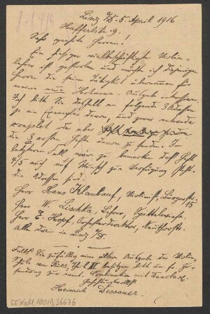Brief an B. Schott's Söhne : 05.04.1916