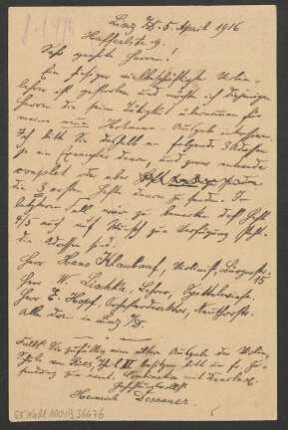 Brief an B. Schott's Söhne : 05.04.1916