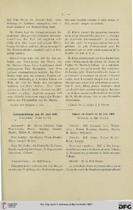 Vorstands- Sitzung vom 23. Juni 1909 / Séance du Comité du 23 juin 1909