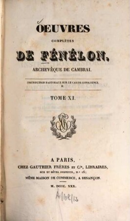 Oeuvres complètes de Fénélon, archévêque de Cambrai, 11 (1830)