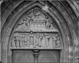 Breisach Sankt Stephansmünster Westportal (1320/1330 gefertigt) Tymparon Szenen aus der Stephanslegende