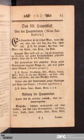 Das III. Hauptstück. Von den Hauptwörtern (Nom. Substantivis.)