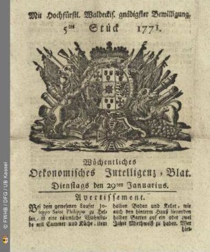5tes Stück, Dienstags den 29ten Januarius 1771