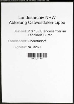 Sterberegister Standesamt Oberntudorf