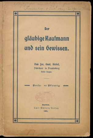 Der gläubige Kaufmann und sein Gewissen
