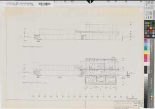 Münster (Münster) Hörsaalgebäude der Universität am Hindenburgplatz Blatt 9 Südansicht, Südansicht mit Schnitten 1968 1 : 100 55 x 80 kol. Pause Staatshochbauamt für die Universität Münster 54.09
