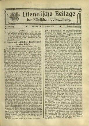 Literarische Beilage der Kölnischen Volkszeitung. 1904-1925