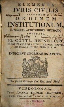 Elementa Ivris Civilis Secundum Ordinem Institutionum