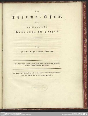 Der Thermo-Ofen, die vollkommenste Benutzung des Holzes