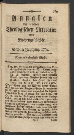 Neun und vierzigste Woche