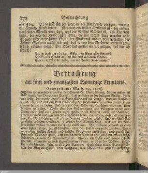Betrachtung am fünf und zwanzigsten Sonntage Trinitatis.