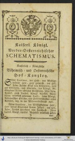 Kaiserl. Königl. Vorder-Oesterreichischer Schematismus.