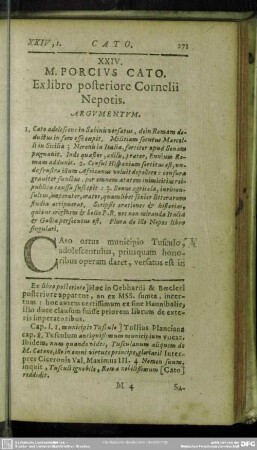 XXIV. M. Porcius Cato. Ex libro posteriore Cornelii Nepotis