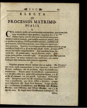 Electa IV. Processus Matrimonialis.