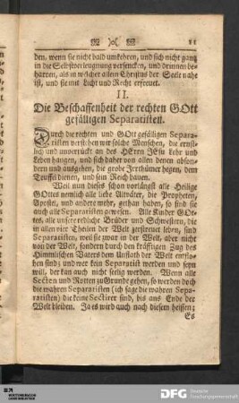 II. Die Beschaffenheit der rechten GOtt gefälligen Separatisten.