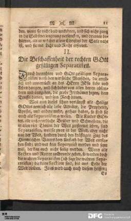 II. Die Beschaffenheit der rechten GOtt gefälligen Separatisten.
