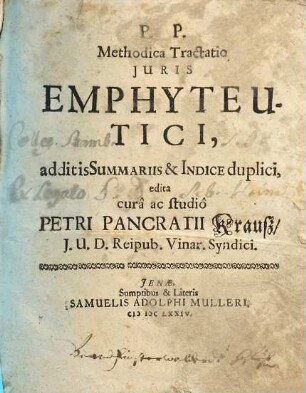 Methodica tractatio iuris emphyteutici