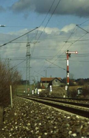 Hofen Gleisanlagen Einfahrvorsignal Bahnwärterhaus Vorsignalbaken Fernsprecher