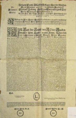Publikation eines Mandats von Kaiser Karl VI gegen religiöse Schmähschriften im Schwäbischen Kreis