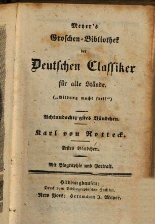 Karl von Rotteck, 1 : Mit Biographie und Portrait