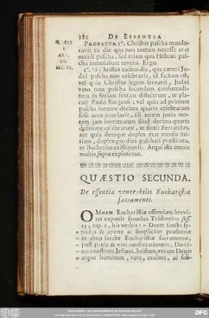 Quaestio Secunda. De essentia venerabilis Eucharistiae sacramenti.