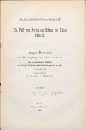 Ein Fall von Aorteninsufficienz bei Tabes dorsalis