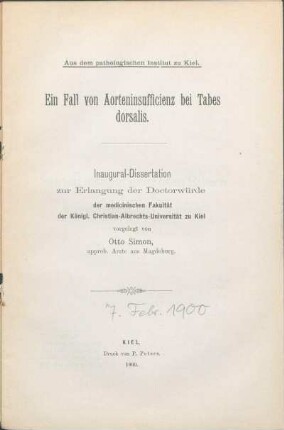 Ein Fall von Aorteninsufficienz bei Tabes dorsalis