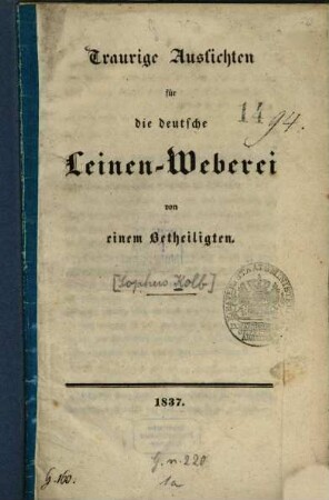 Traurige Aussichten für die deutschen Leinen-Weberei