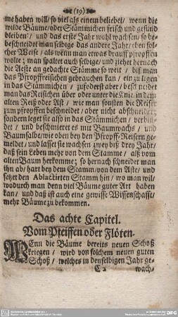 Das achte Capitel. Vom Pfeiffen oder Flöten.