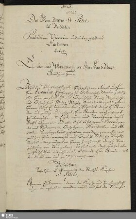 No: 3. Des Dom-Stiffts St. Petri zu Budißin Praebenden, Vicarien und unterschiedenes Einkommen betr.