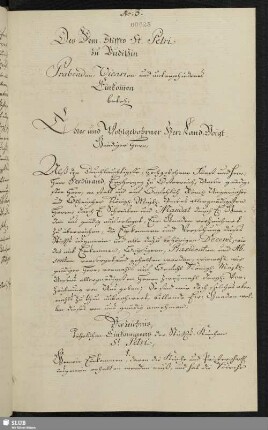 No: 3. Des Dom-Stiffts St. Petri zu Budißin Praebenden, Vicarien und unterschiedenes Einkommen betr.