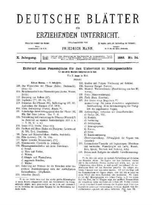 Entwurf eines Pensenplans für den Unterricht in Naturgeschichte : (Schluss)