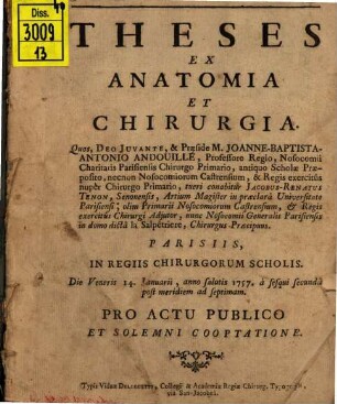 De cataracta : Theses ex anatomia et chirurgia