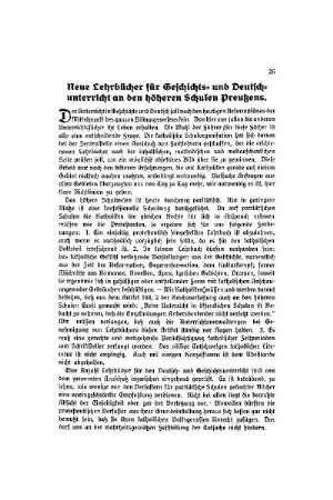 Neue Lehrbücher für Geschichts- und Deutschunterricht an den höheren Schulen Preußens