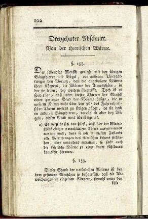 Dreyzehnter Abschnitt. Von der thierischen Wärme.