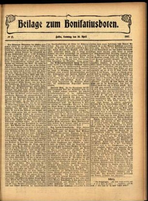 Zweite Ausgabe vom Sonntag, den 28. April 1907.