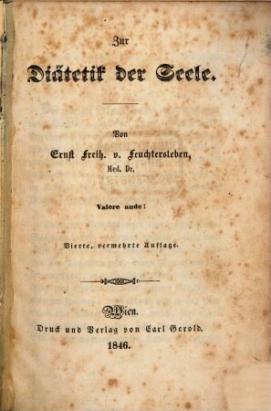 Zur Diätetik der Seele