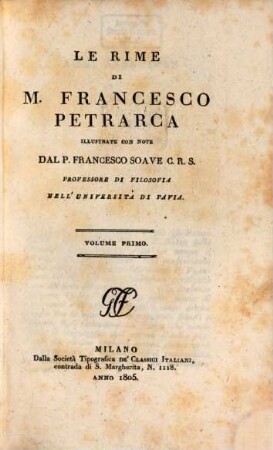 Le rime di Francesco Petrarca, Vol. 1