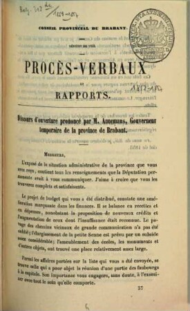 Procès verbaux de la session. 1853