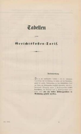Tabellen zum Gerichtskosten-Tarif