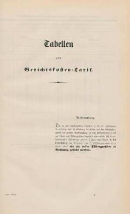 Tabellen zum Gerichtskosten-Tarif