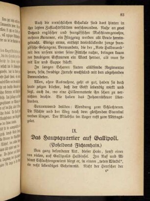 83, IX. Das Hauptquartier auf Gallipoli