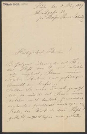 Brief an B. Schott's Söhne : 03.03.1887
