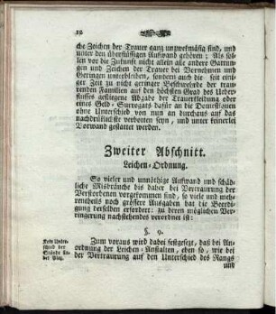 Zweiter Abschnitt. Leichen-Ordnung.